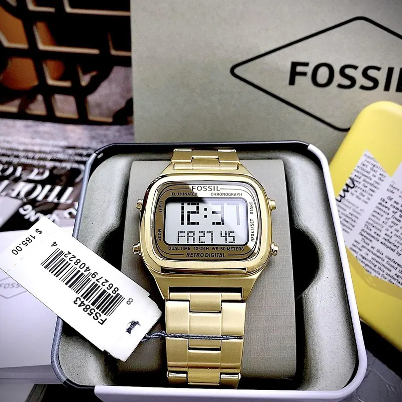 Fossil Retro Digital Gold Tone Stainless Steel Men s Watch FS5843 Watch Shop BD